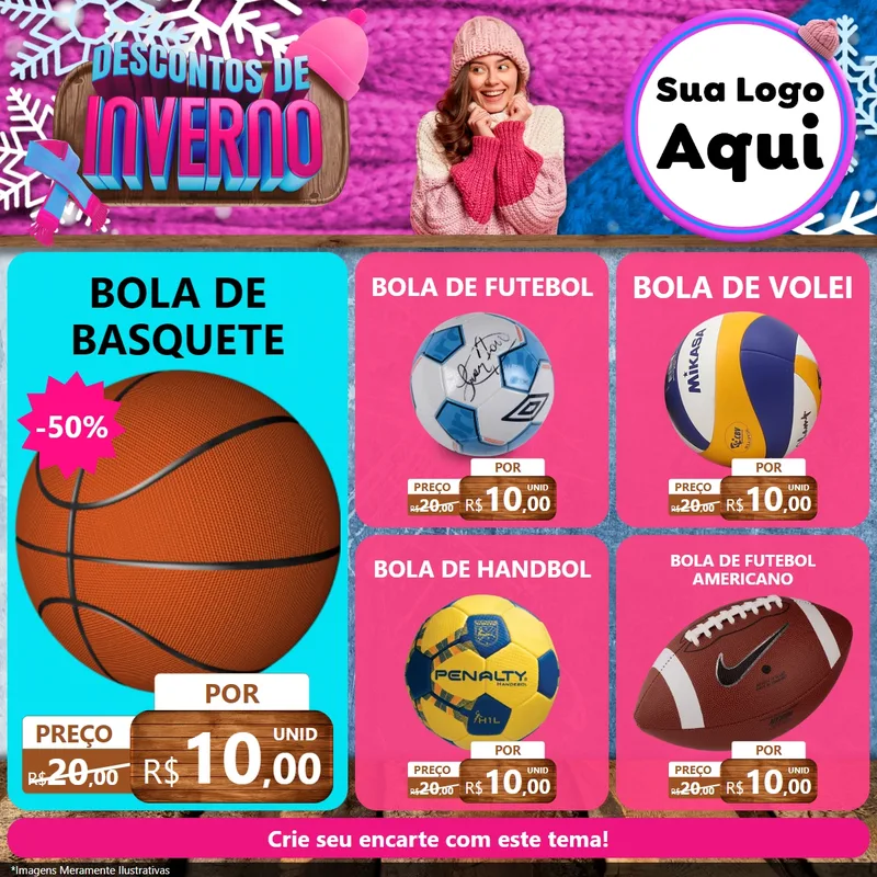 Modelo de Rede Social para Feed Facebook com o tema Descontos de Inverno para Artigos Esportivos