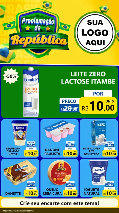 Modelo de Rede Social para Stories com o tema Proclamação da República para Frios e Laticínios