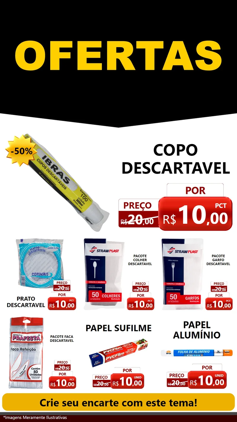 Modelo de Rede Social para Stories com o tema Ofertas Preto e Vermelho Cartaz para Embalagens