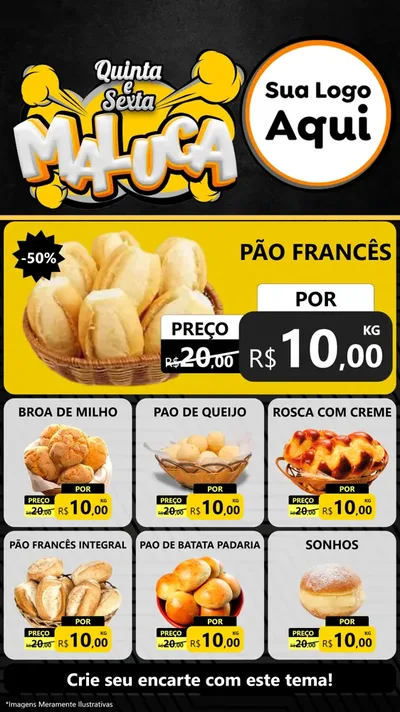 Modelo de Rede Social para Stories com o tema Quinta e Sexta Maluca para Padaria