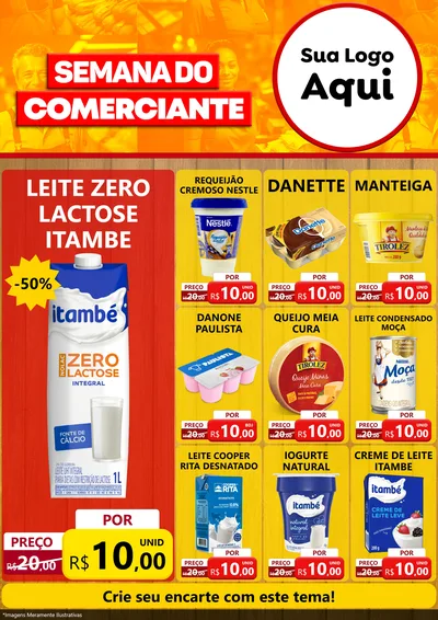 Modelo de Encarte para Encarte A4 Vertical com o tema Semana do Comerciante para Frios e Laticínios