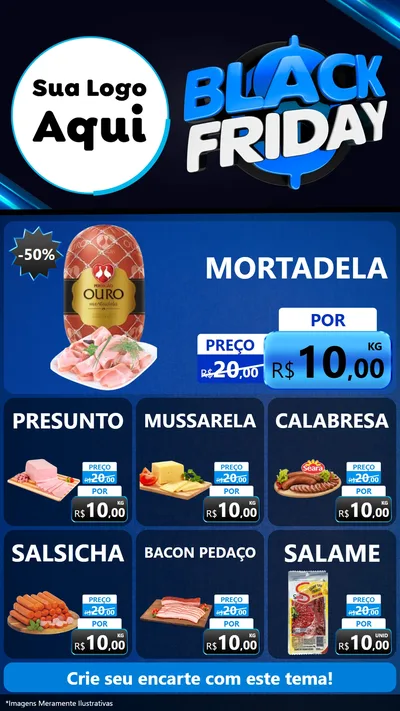Modelo de Rede Social para Stories com o tema Black Friday para Frios e Laticínios