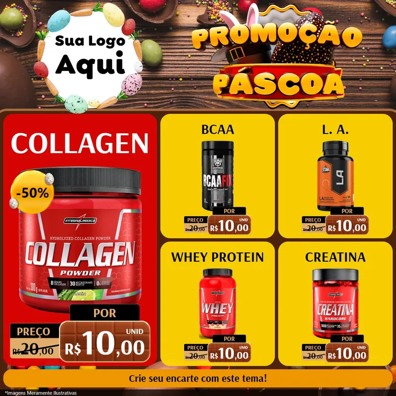 Modelo de Rede Social para Feed Facebook com o tema Promoção Páscoa para Suplementos alimentares