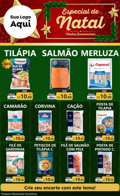 Modelo de Encarte para Encarte Grande com o tema Especial de Natal para Peixaria