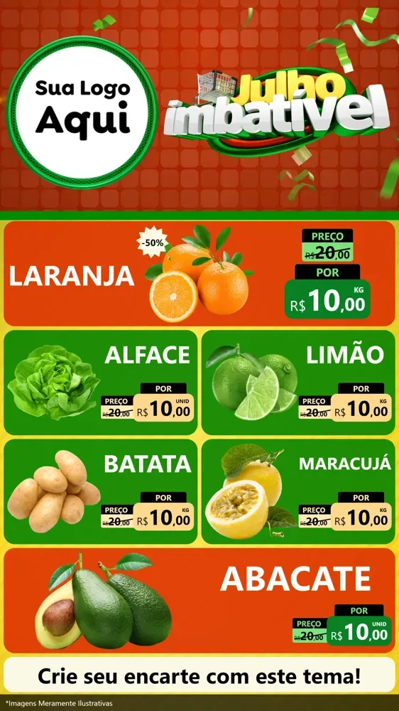 Modelo de TV para TV Vertical com o tema Julho Imbatível para Hortifrúti