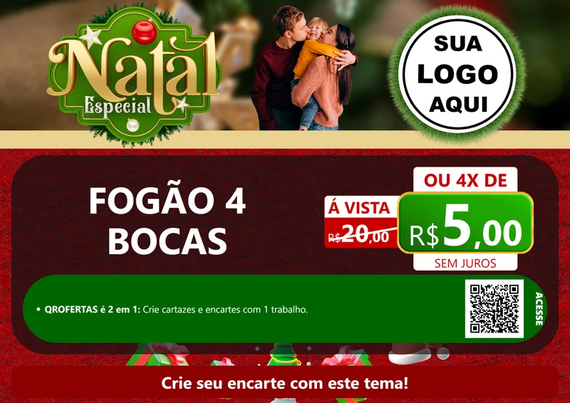 Modelo de Cartaz para Cartaz A4 Horizontal com o tema Natal Especial para Móveis e Eletro