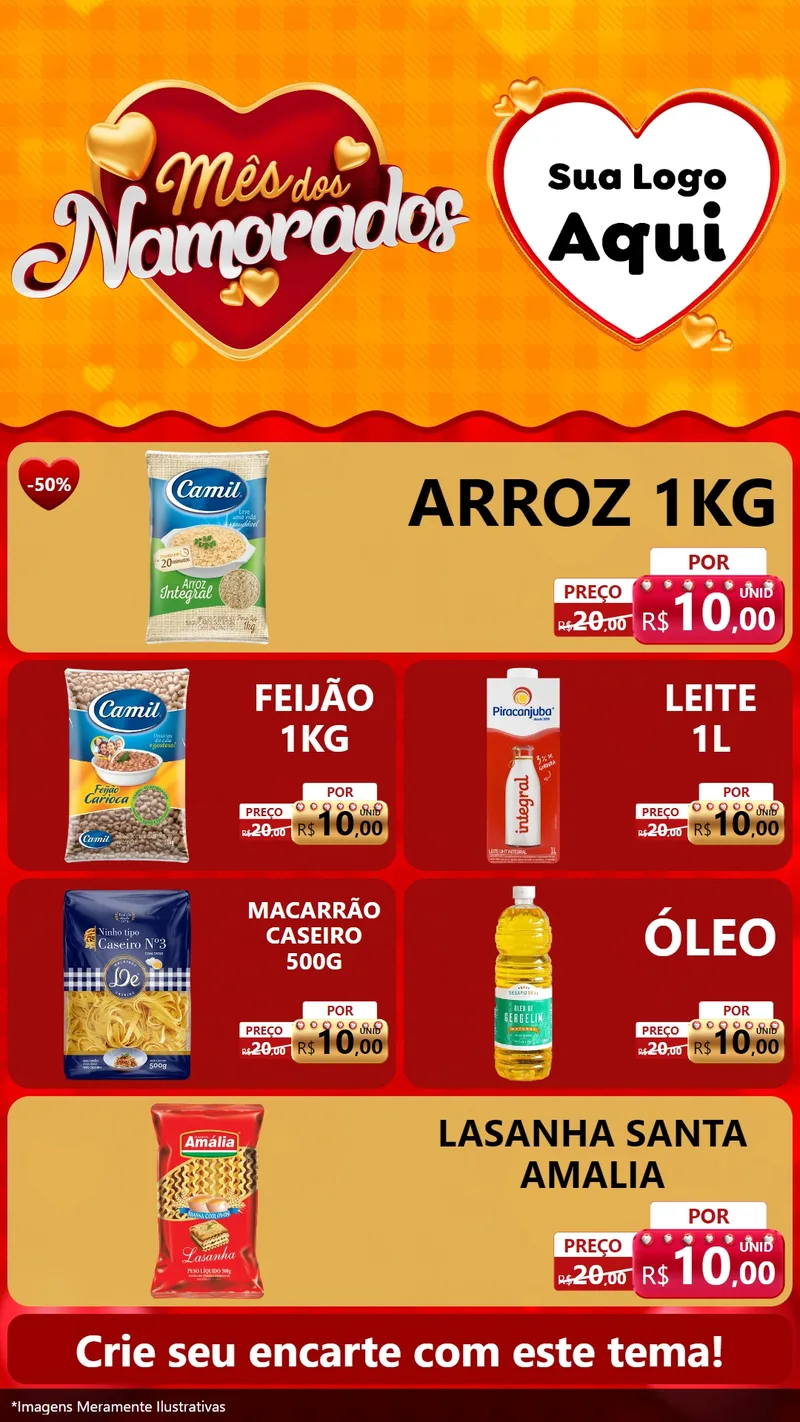 Modelo de TV para TV Vertical com o tema Mês dos Namorados para Supermercado