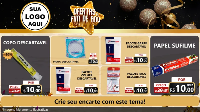Modelo de TV para TV Horizontal com o tema Ofertas de Fim de Ano para Embalagens