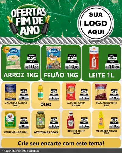 Modelo de Rede Social para Feed Instagram com o tema Ofertas Fim de Ano para Supermercado