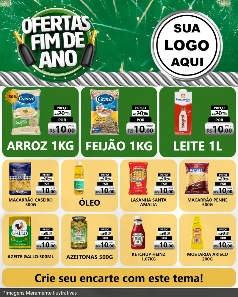 Modelo de Rede Social para Feed Instagram com o tema Ofertas Fim de Ano para Supermercado