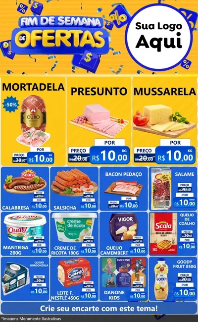 Modelo de Encarte para Encarte Grande com o tema Fim de Semana de Ofertas para Frios e Laticínios