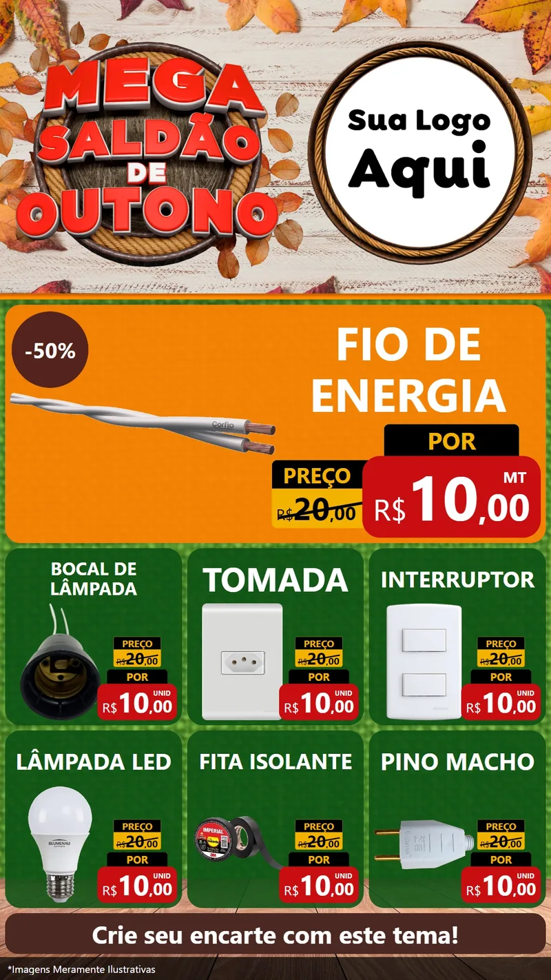 Modelo de Rede Social para Stories com o tema Mega Saldão de Outono para Materiais Elétricos