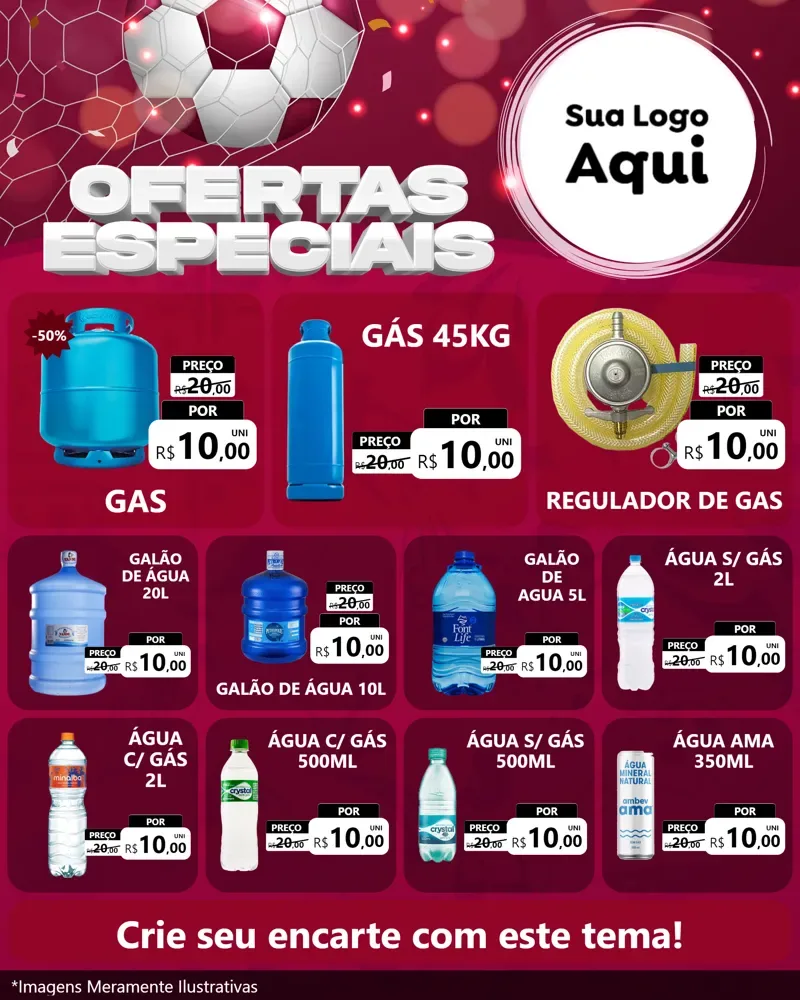 Modelo de Rede Social para Feed Instagram com o tema Ofertas Especiais - Futebol para Água e gás
