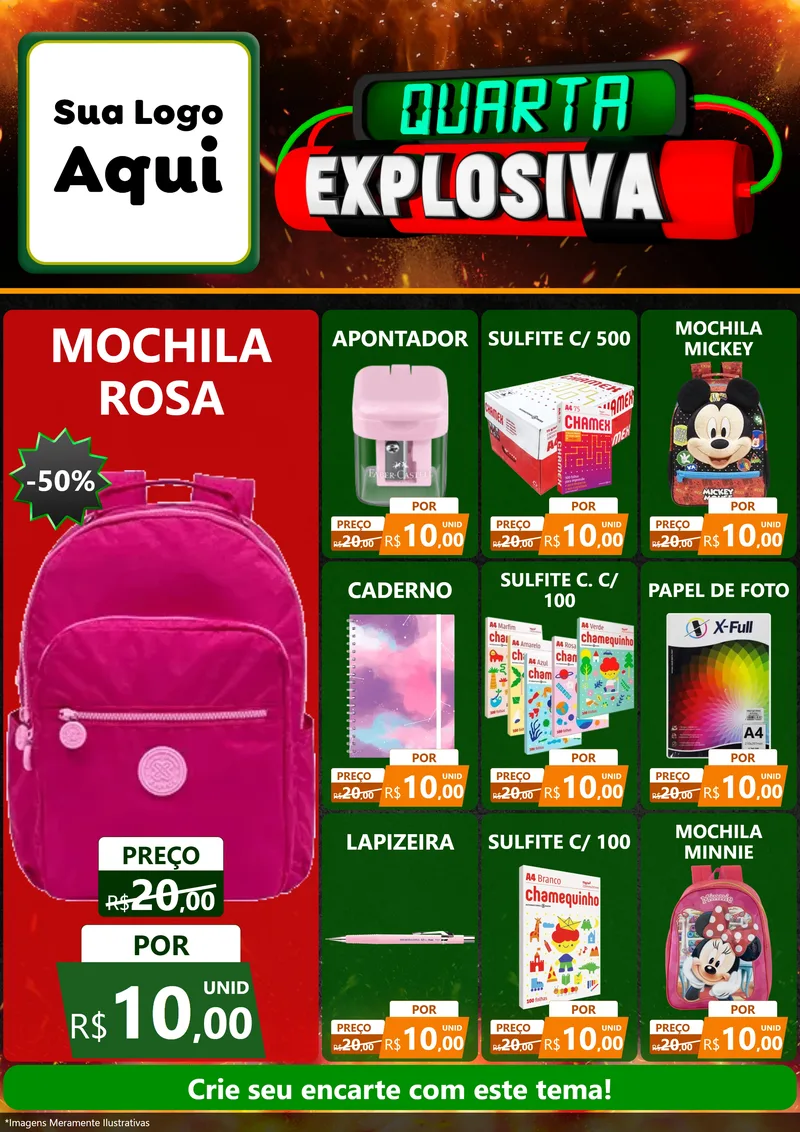 Modelo de Encarte para Encarte A4 Vertical com o tema Quarta Explosiva para Papelaria