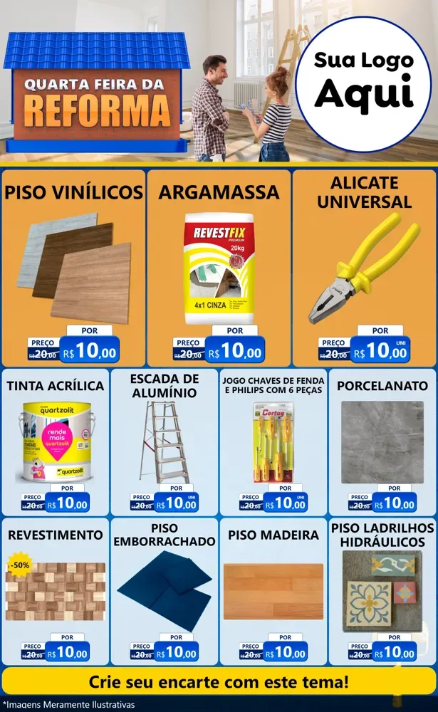 Modelo de Encarte para Encarte Grande com o tema Quarta-feira da Reforma para Material para Construção