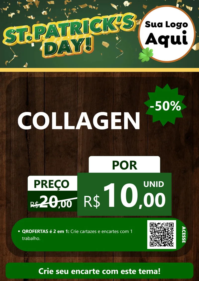 Modelo de Cartaz para Cartaz A4 Vertical com o tema St Patriks Day para Suplementos alimentares