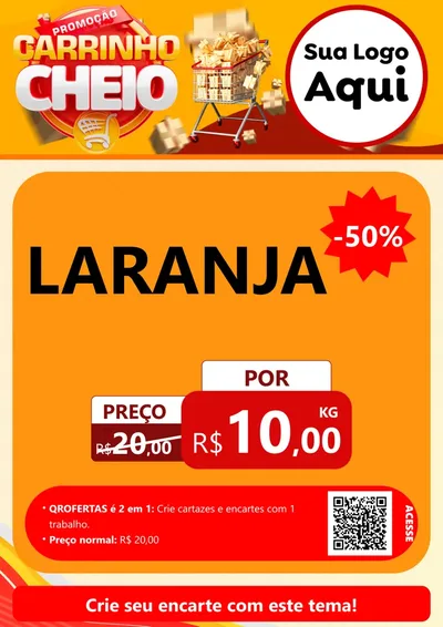 Modelo de Cartaz para Cartaz A4 Vertical com o tema Promoção carrinho cheio para Hortifrúti