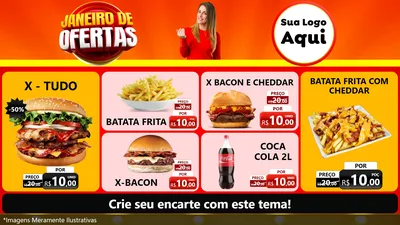 Modelo de TV para TV Horizontal com o tema Janeiro de Ofertas para Hamburgueria