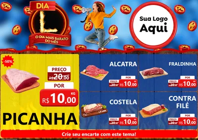 Modelo de Encarte para Encarte A4 Horizontal com o tema Dia L - O Dia Mais Barato Do Mês para Açougue