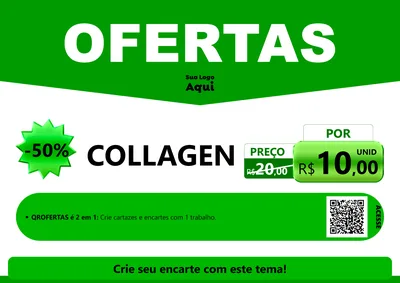 Modelo de Cartaz para Cartaz A4 Horizontal com o tema Ofertas Verde Cartaz para Suplementos alimentares