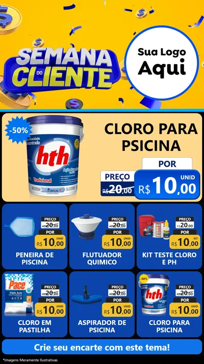 Modelo de Rede Social para Stories com o tema Semana do Cliente para Produtos para Piscina