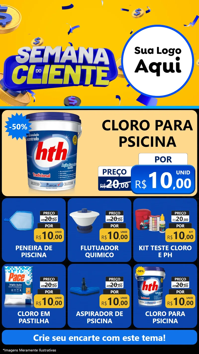 Modelo de Rede Social para Stories com o tema Semana do Cliente para Produtos para Piscina