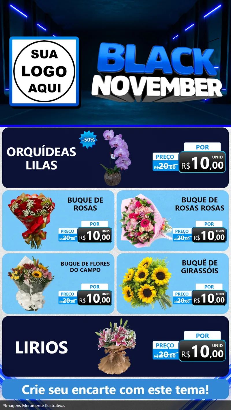 Modelo de TV para TV Vertical com o tema Black November para Floricultura e jardim