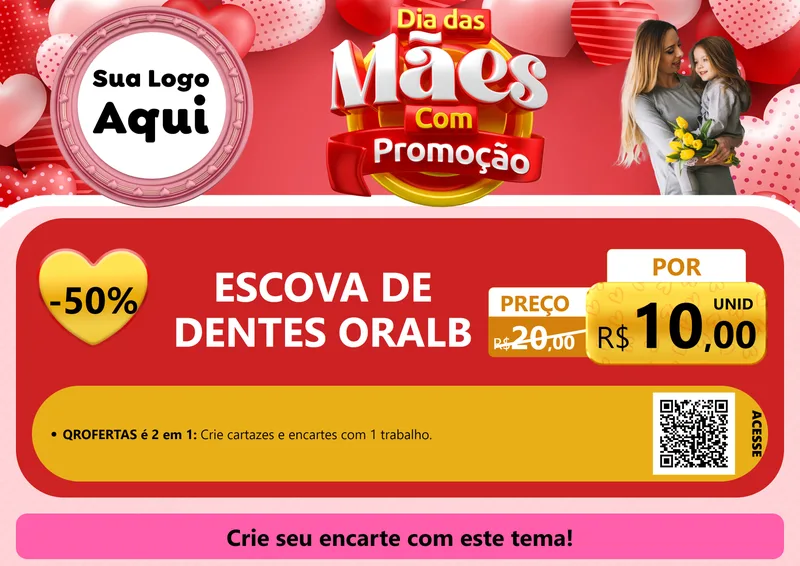 Modelo de Cartaz para Cartaz A4 Horizontal com o tema Dia Das Mães Com Promoção para Higiene Pessoal