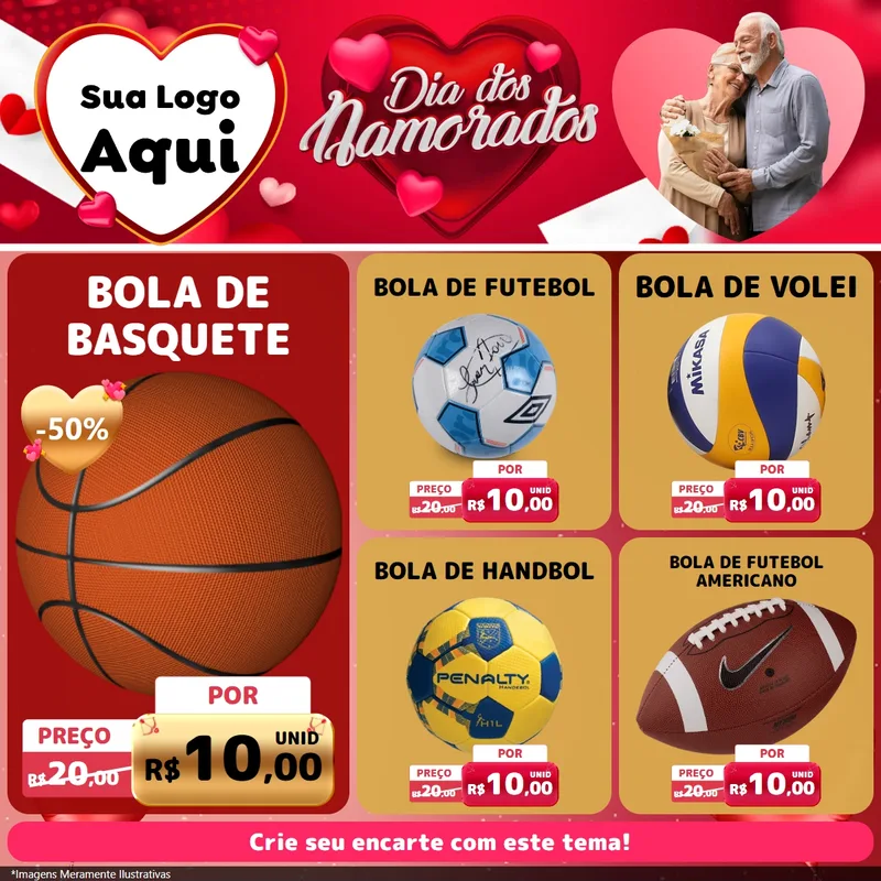 Modelo de Rede Social para Feed Facebook com o tema Dia Dos Namorados para Artigos Esportivos
