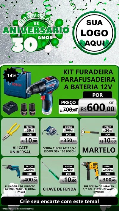 Modelo de Rede Social para Stories com o tema Promoção de Aniversário - 30 Anos para Maquinas e Ferramentas