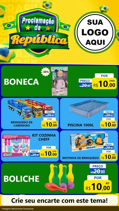 Modelo de TV para TV Vertical com o tema Proclamação da República para Brinquedos