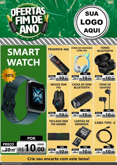 Modelo de Encarte para Encarte A4 Vertical com o tema Ofertas Fim de Ano para Informática