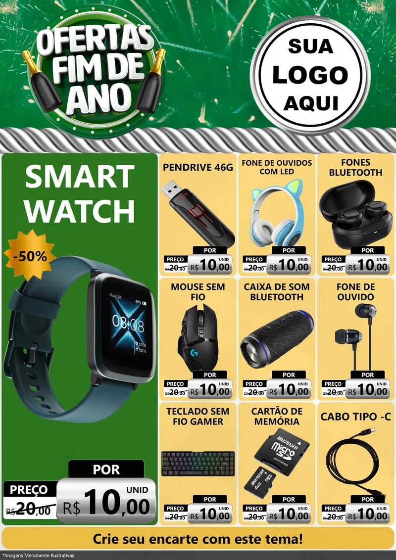 Modelo de Encarte para Encarte A4 Vertical com o tema Ofertas Fim de Ano para Informática