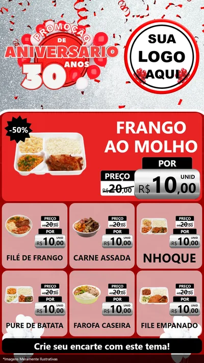 Modelo de Rede Social para Stories com o tema Promoção de Aniversário - 30 Anos para Restaurante