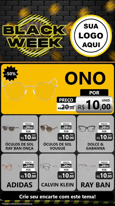 Modelo de Rede Social para Stories com o tema Black Week para Óticas