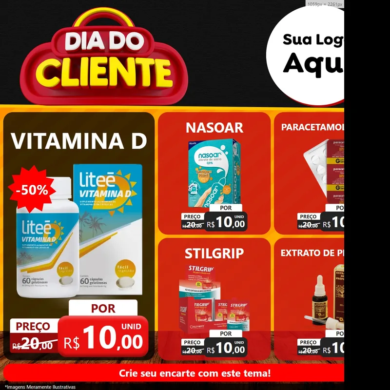 Modelo de Rede Social para Feed Facebook com o tema Dia do Cliente para Farmácia
