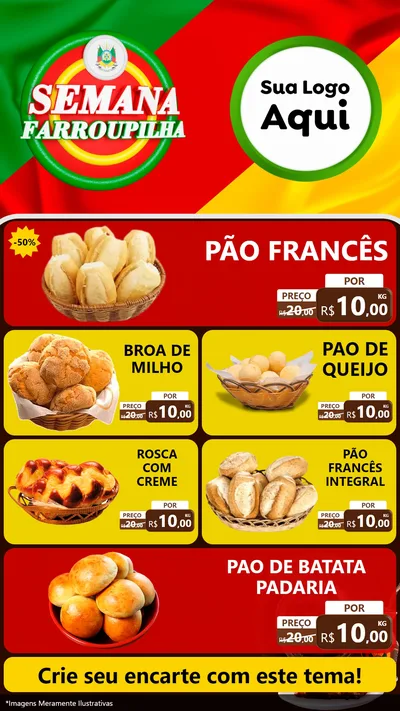Modelo de TV para TV Vertical com o tema Semana Farroupilha para Padaria
