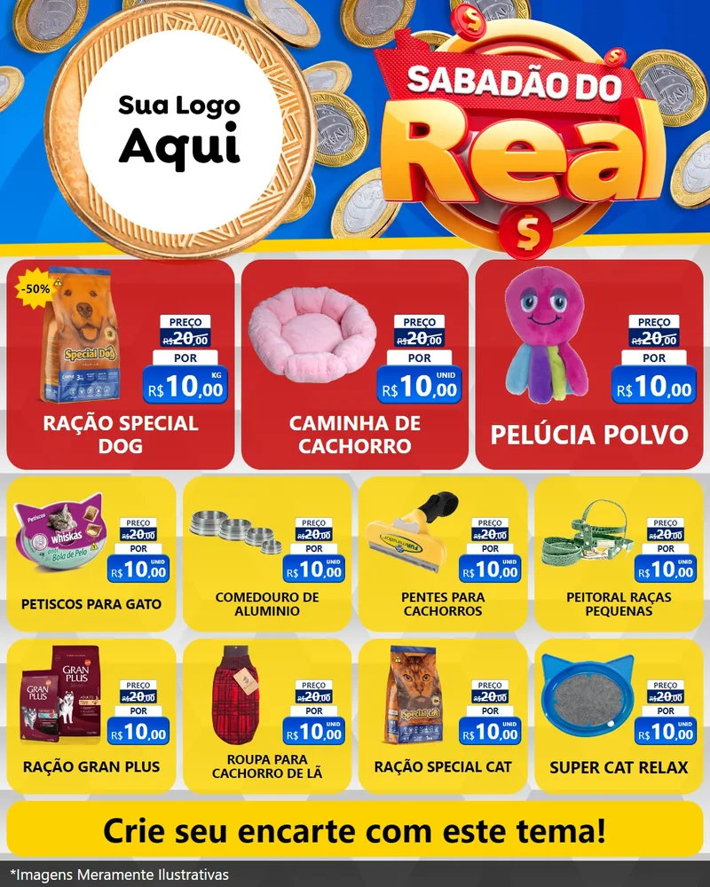 Modelo de Rede Social para Feed Instagram com o tema Sabadão do Real para Pet Shop