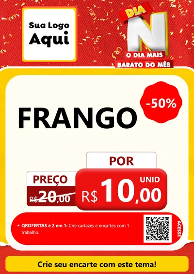 Modelo de Cartaz para Cartaz A4 Vertical com o tema Dia N o Dia Mais Barato do Mês para Assados