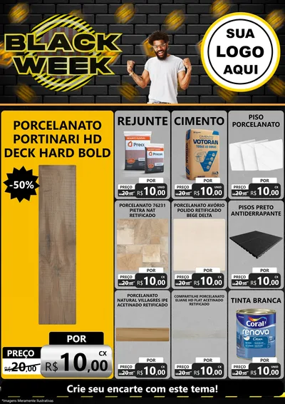 Modelo de Encarte para Encarte A4 Vertical com o tema Black Week para Pisos e revestimentos