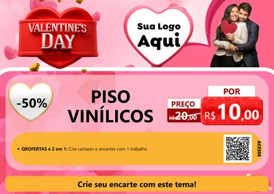 Modelo de Cartaz para Cartaz A4 Horizontal com o tema Valentine's Day para Material para Construção