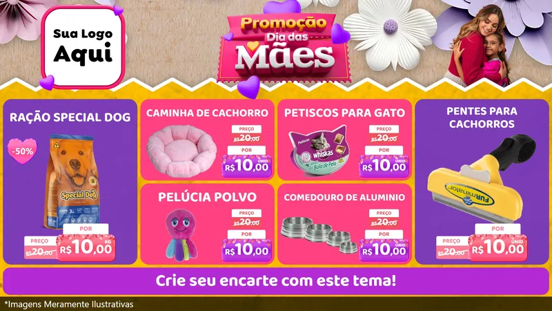 Modelo de TV para TV Horizontal com o tema Promoção Dia das Mães para Pet Shop