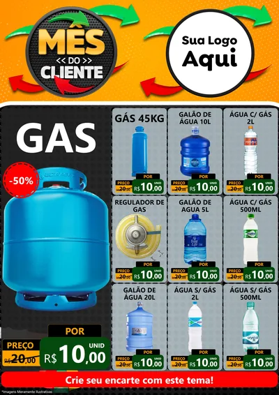 Modelo de Encarte para Encarte A4 Vertical com o tema Mês do Cliente para Água e gás