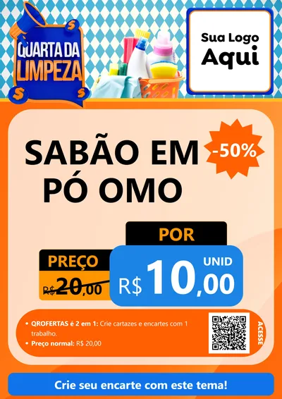 Modelo de Cartaz para Cartaz A4 Vertical com o tema Quarta da Limpeza para Produtos de Limpeza