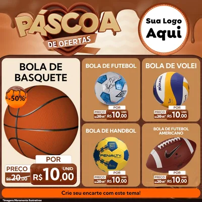 Modelo de Rede Social para Feed Facebook com o tema Páscoa de Ofertas para Artigos Esportivos