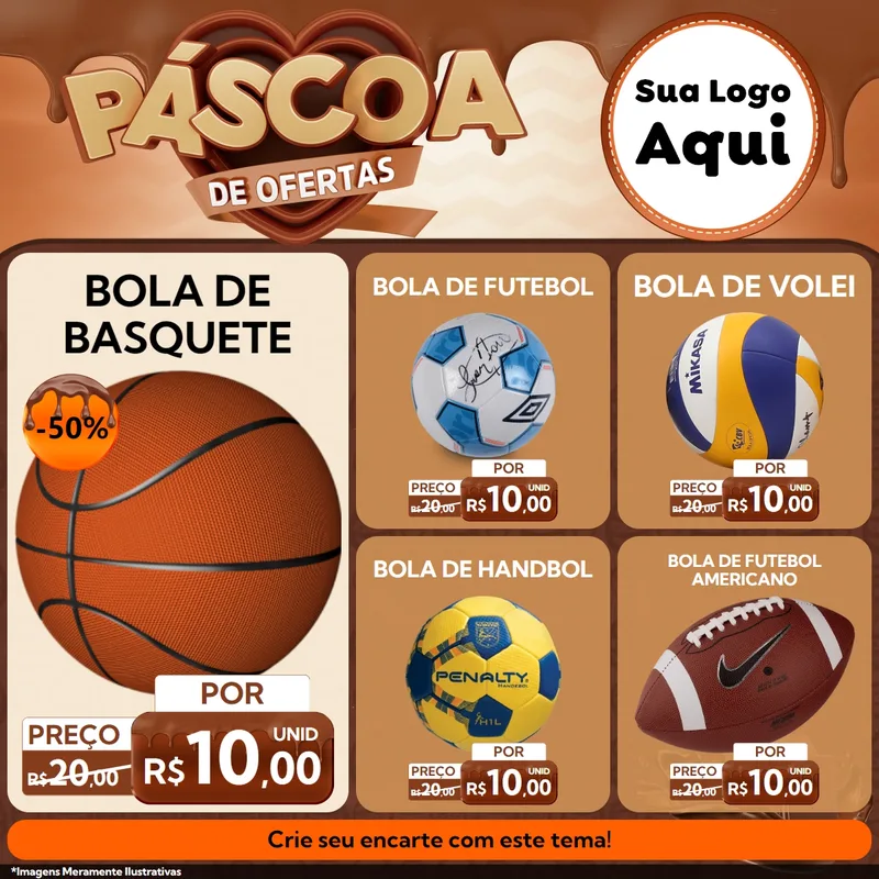 Modelo de Rede Social para Feed Facebook com o tema Páscoa de Ofertas para Artigos Esportivos