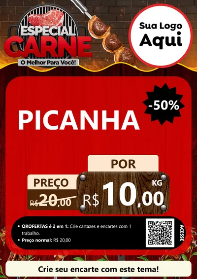 Modelo de Cartaz para Cartaz A4 Vertical com o tema Especial da Carne - O melhor para você! para Açougue