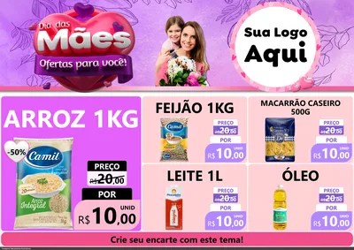 Modelo de Encarte para Encarte A4 Horizontal com o tema Dia das Mães Ofertas para Você! para Supermercado