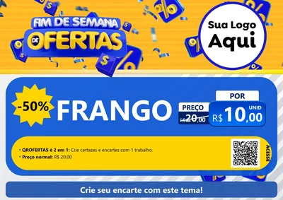 Modelo de Cartaz para Cartaz A4 Horizontal com o tema Fim de Semana de Ofertas para Assados