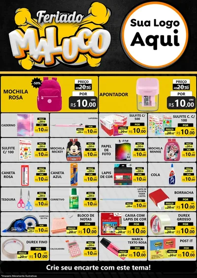 Modelo de Encarte para Encarte A4 Vertical com o tema Feriado Maluco para Papelaria